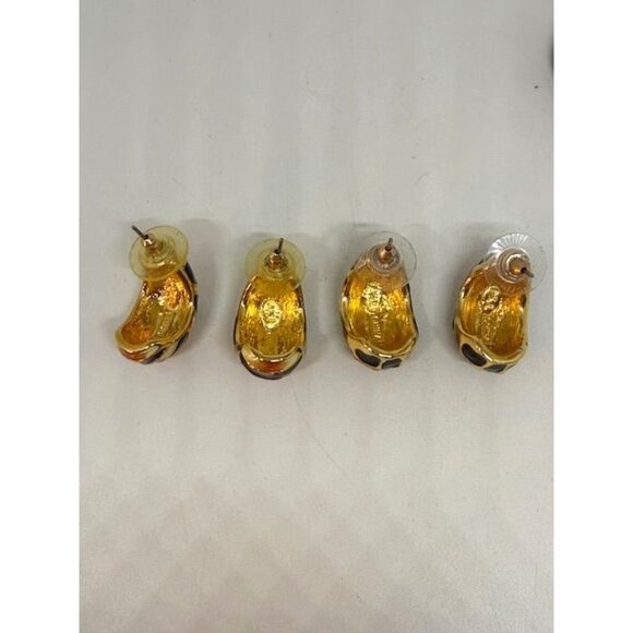 KJL Kenneth Jay Lane (2) Animal Print Earrings for Pierced Ears Tiger/Leopard - Picture 7 of 8